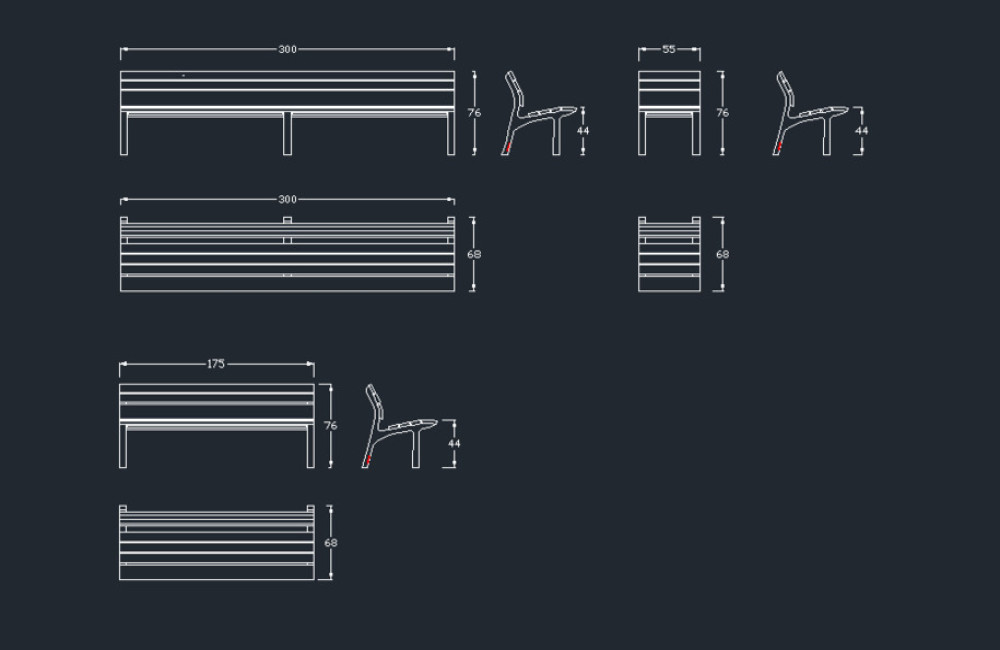 Outdoor Bench Cad Drawings
