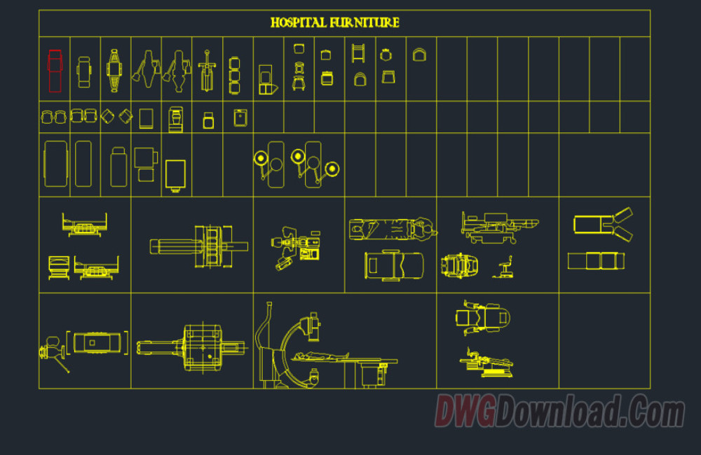 Hospital Furniture Cad Block Set