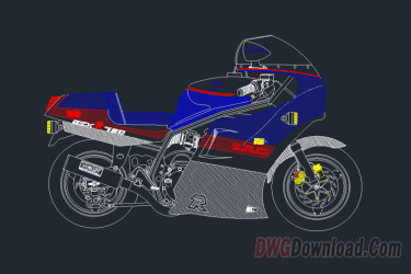 Sport Bike Cad Drawing