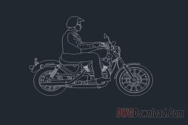 Motorcycle With Rider Cad