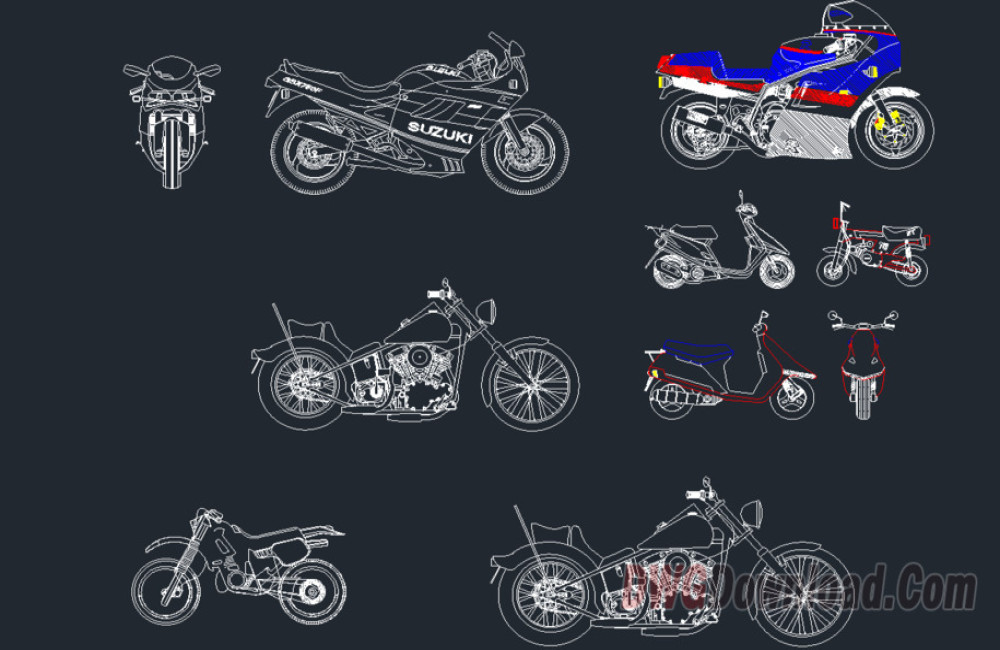 Motorbike Cad Blocks Set