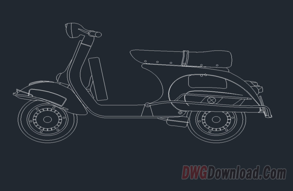 Vintage Vespa Scooter Drawing