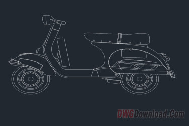 Vintage Vespa Scooter Drawing