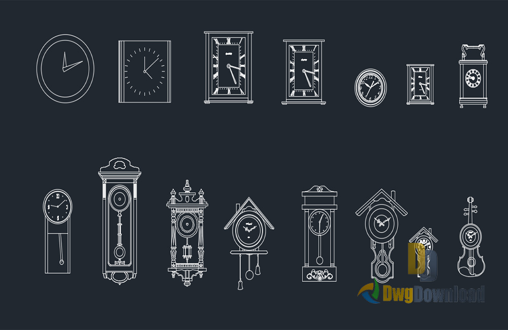 Wall Clocks Cads Blocks Dwg Download