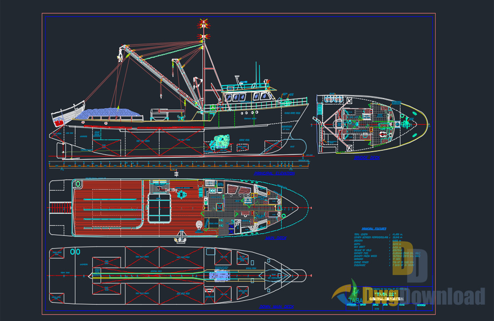 ship detail dwg, ship dwg, fishing ship dwg about  categories of boat-ship 