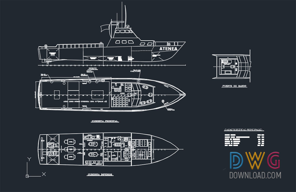 ship dwg, ship detail dwg, motorboat dwg about  categories of boat-ship 