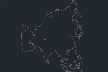Asian Continent Map Dwg
