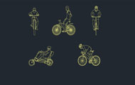 People Cyclists Cad Blocks Dwg