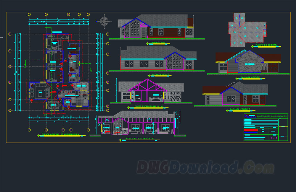 family house dwg, house detail dwg, small family house dwg, architectural detail dwg about  categories of architecture,building-house 