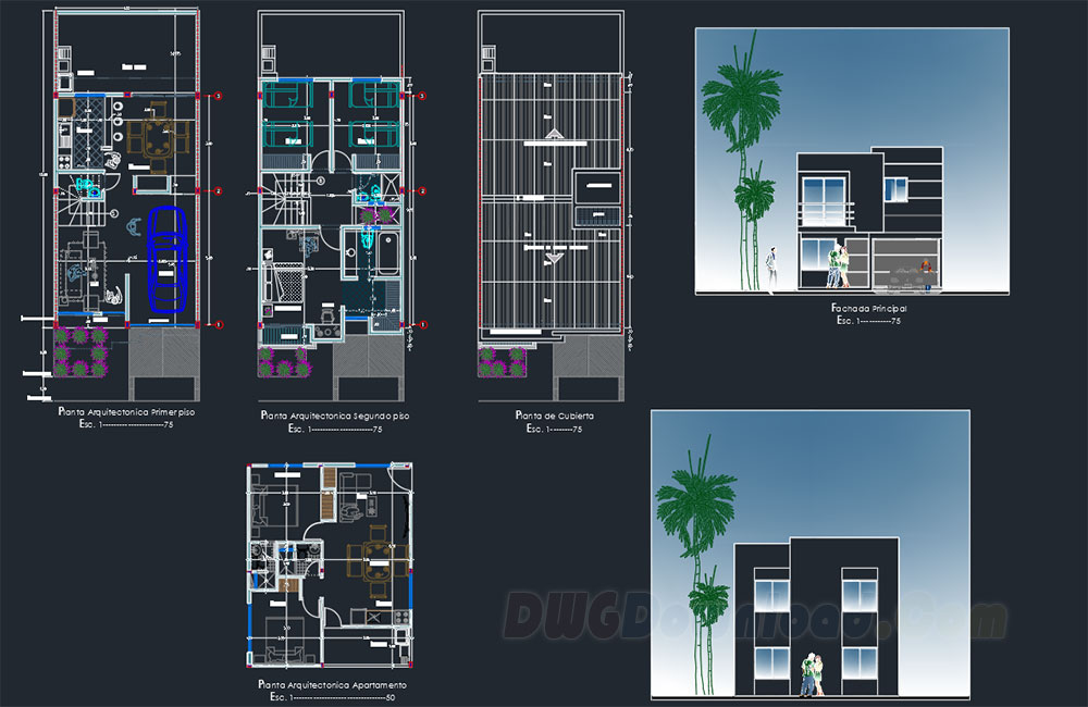 family house dwg, house detail dwg, small family house dwg about  categories of architecture,building-house 