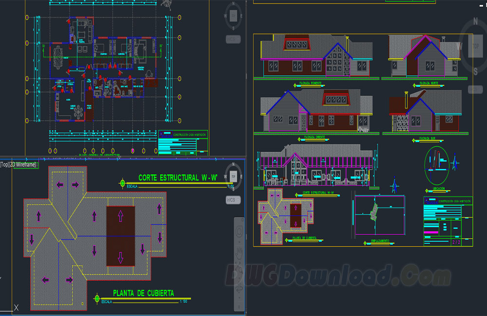 house detail dwg, family house dwg, small family house dwg about  categories of architecture,building-house 