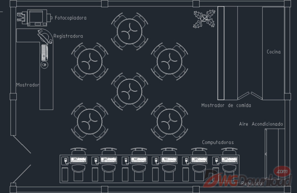 Internet Cafe Interior Layout Dwg