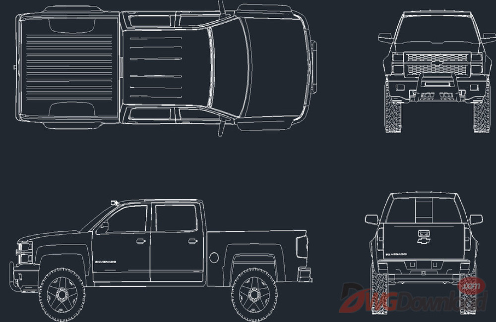 Chevrolet Silverado Pickup Truck Cad Block
