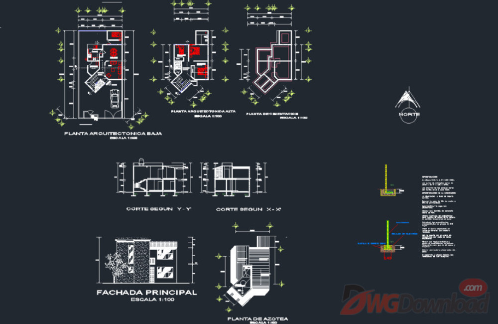 Two Storey Residential House Architectural Dwg Project